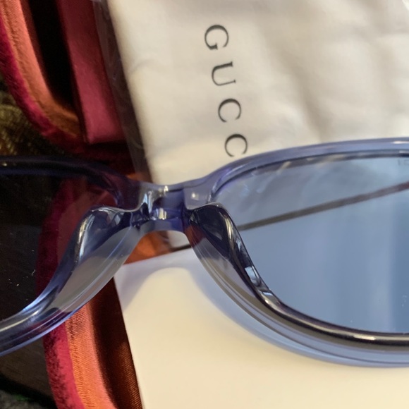 Auth.GUCCI 57 square transparent acetate logo UNISEX sunglasses - Picture 3 of 12